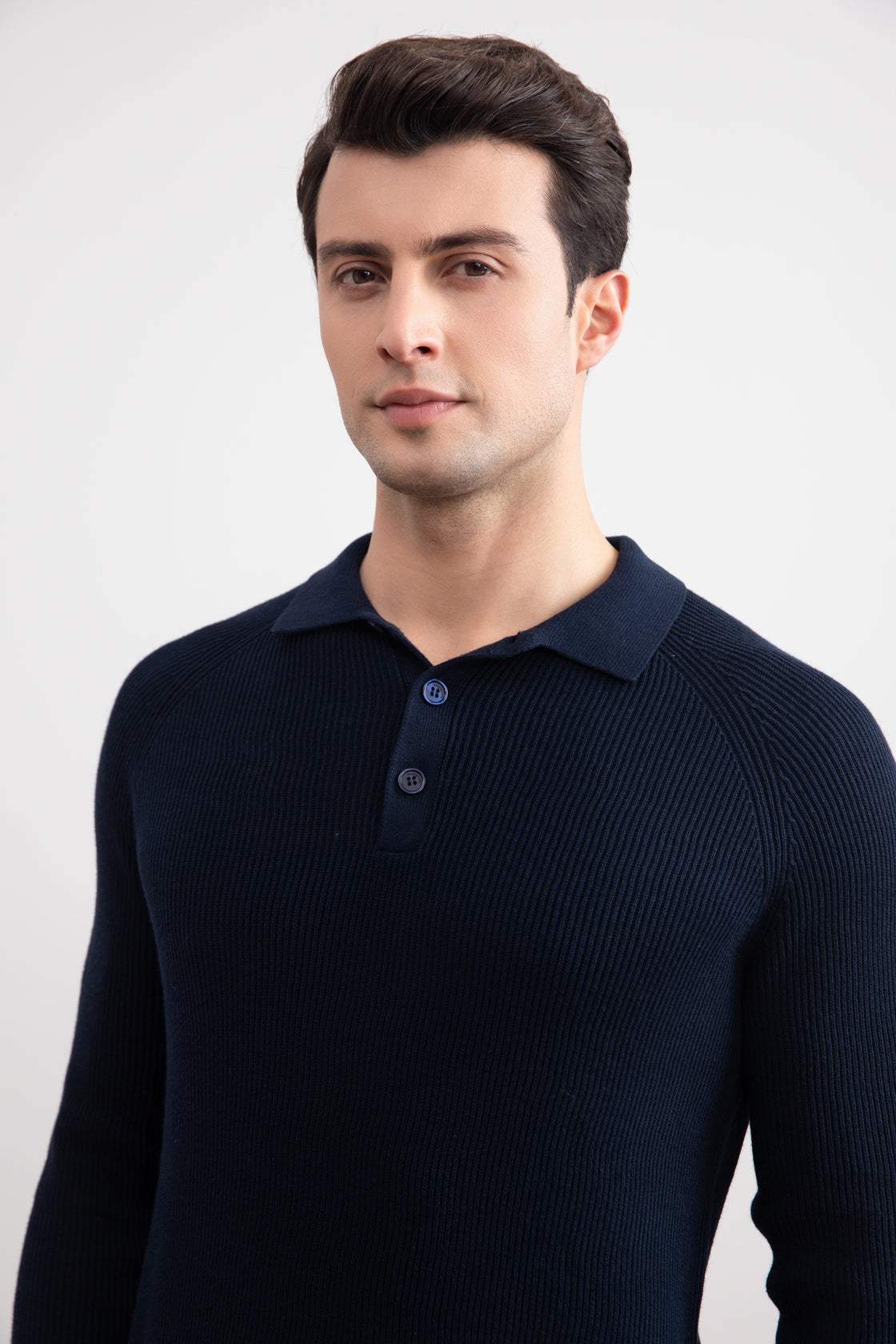 Navy English Rib Polo Shirt