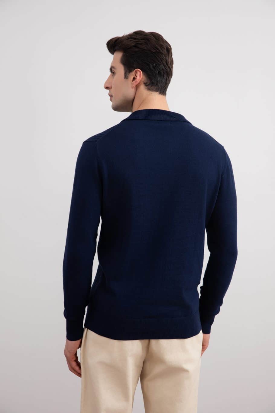 Blue Striped Open Polo Shirt