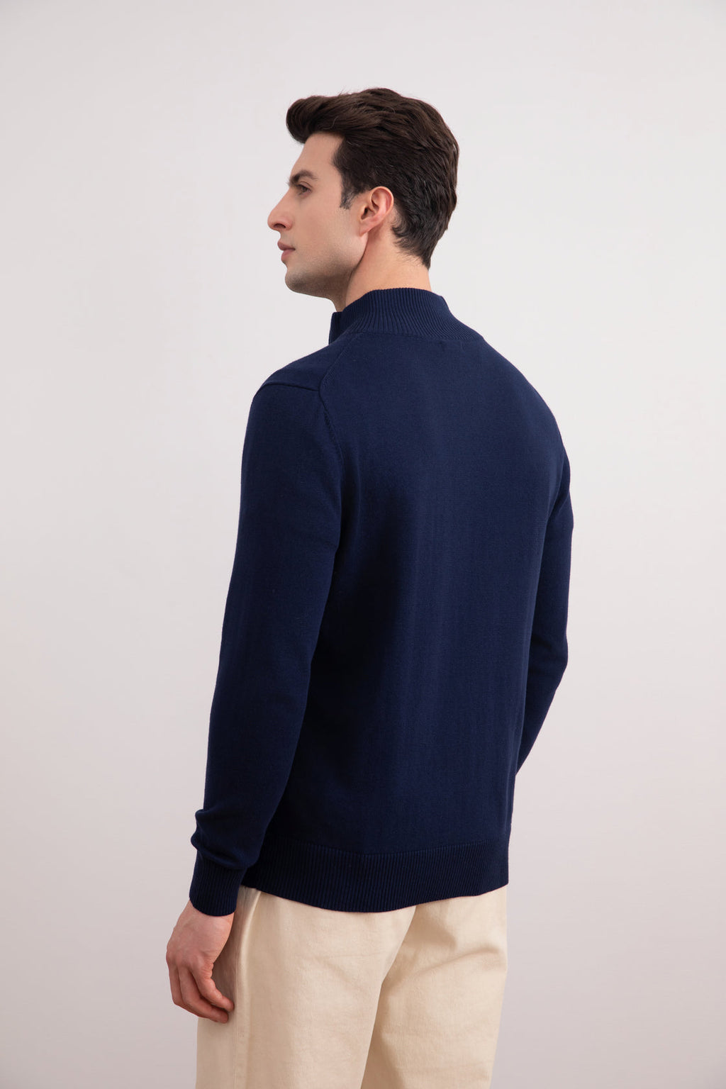 Blue Classic Zip-Up Cardigan