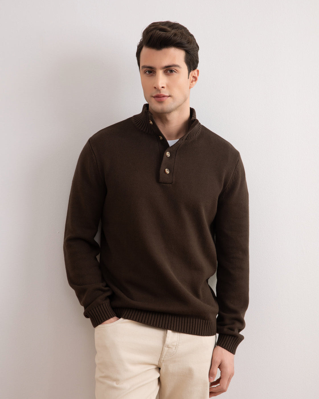 Brown Winter Button Sweater