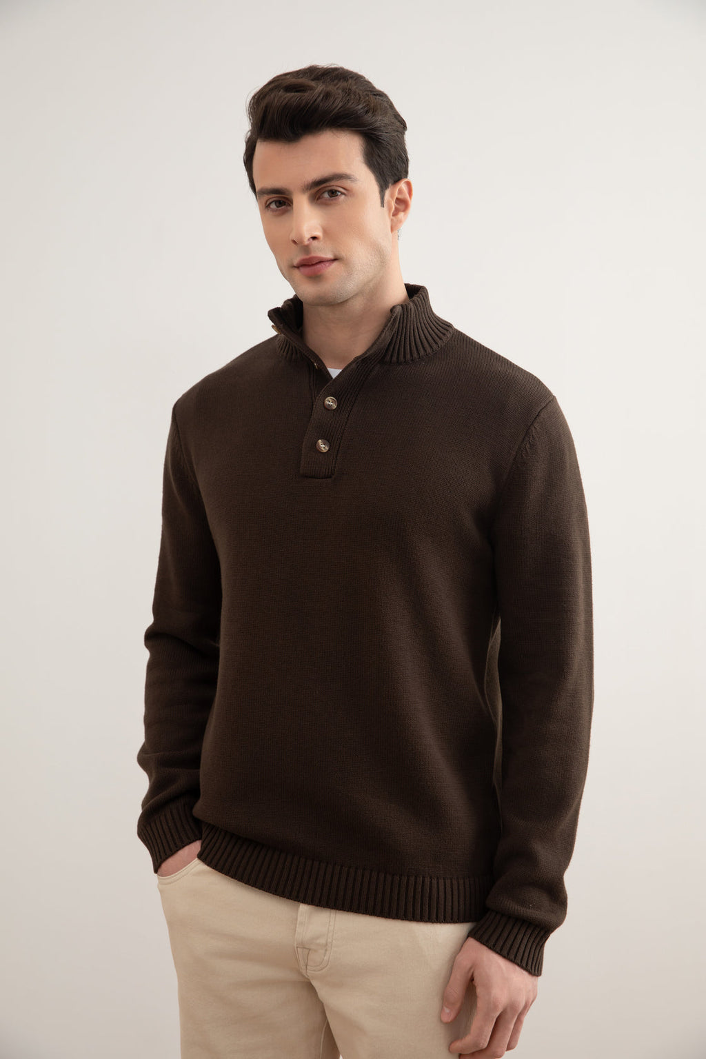 Brown Winter Button Sweater