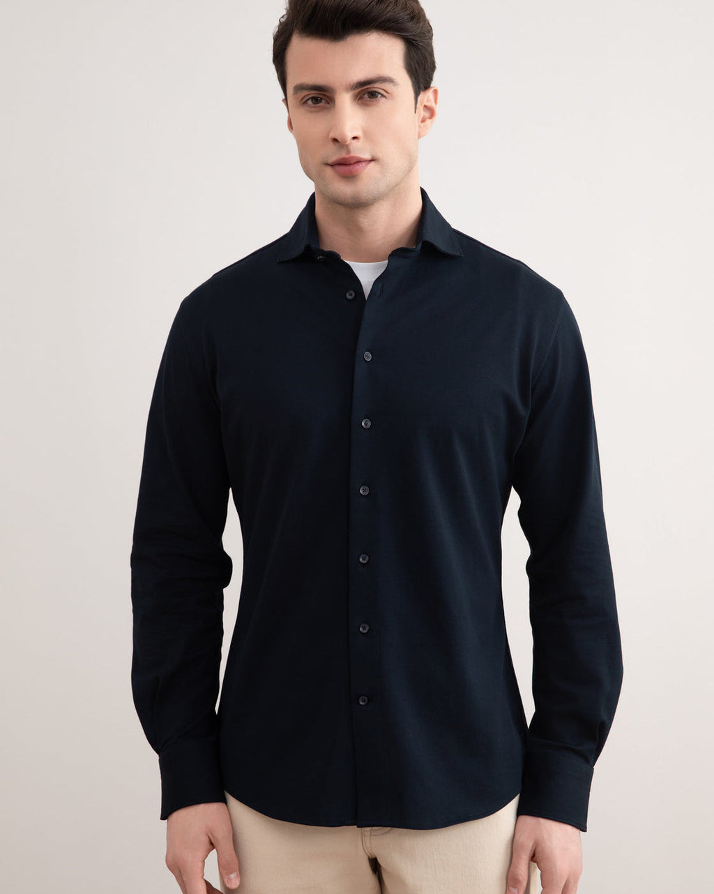 Navy Cotton-Piqué Shirt