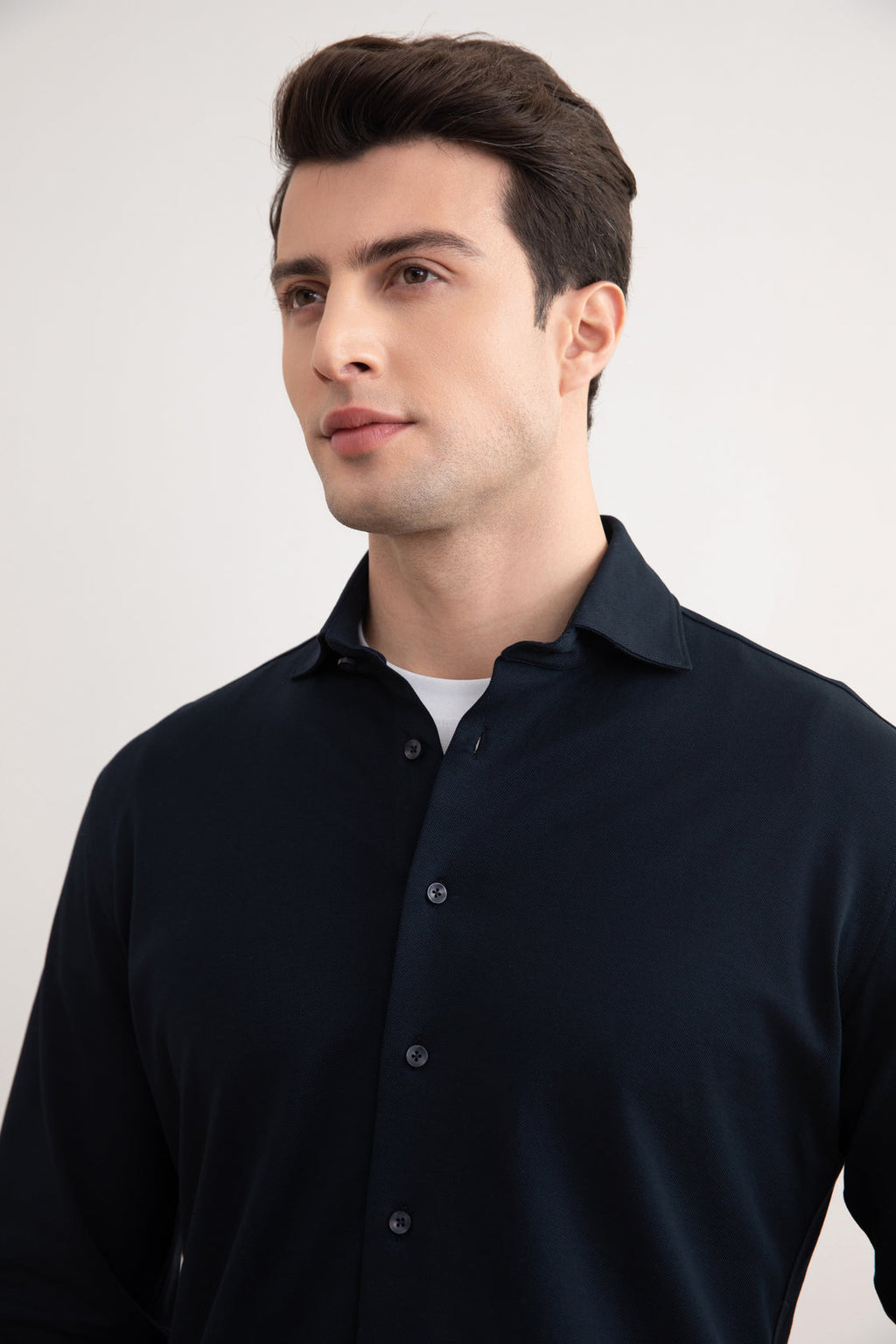 Navy Cotton-Piqué Shirt