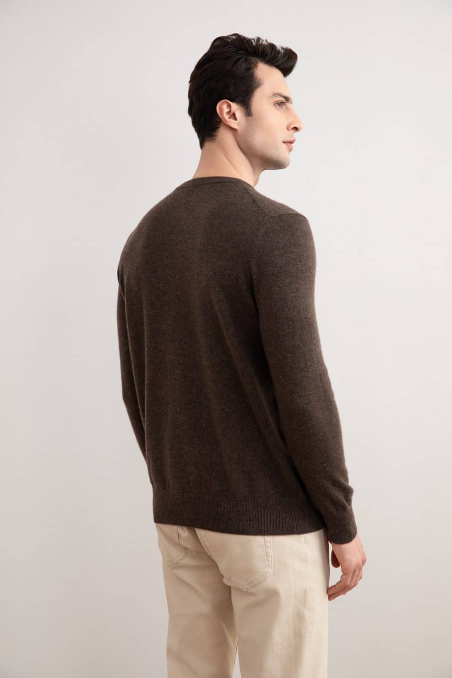 Brown Mélange Cashmere Crewneck