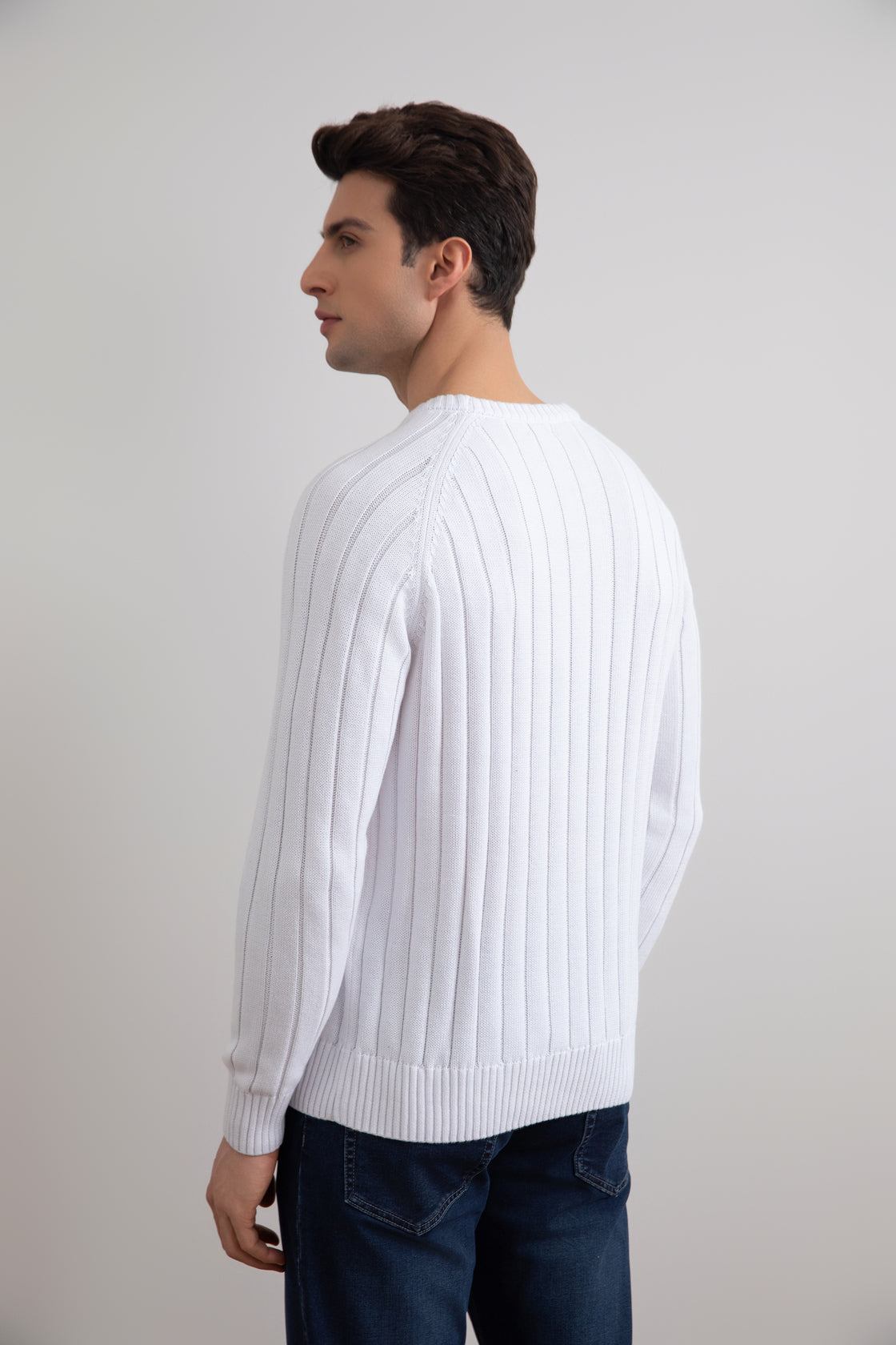 White Crewneck Rib knit sweater