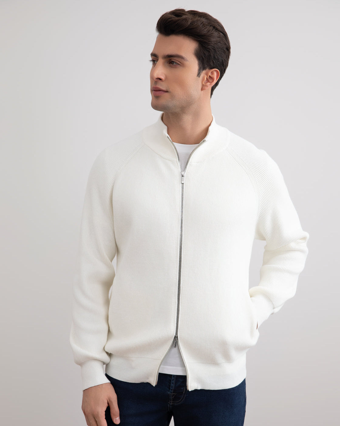 Panama English Rib Full Zip Cardigan