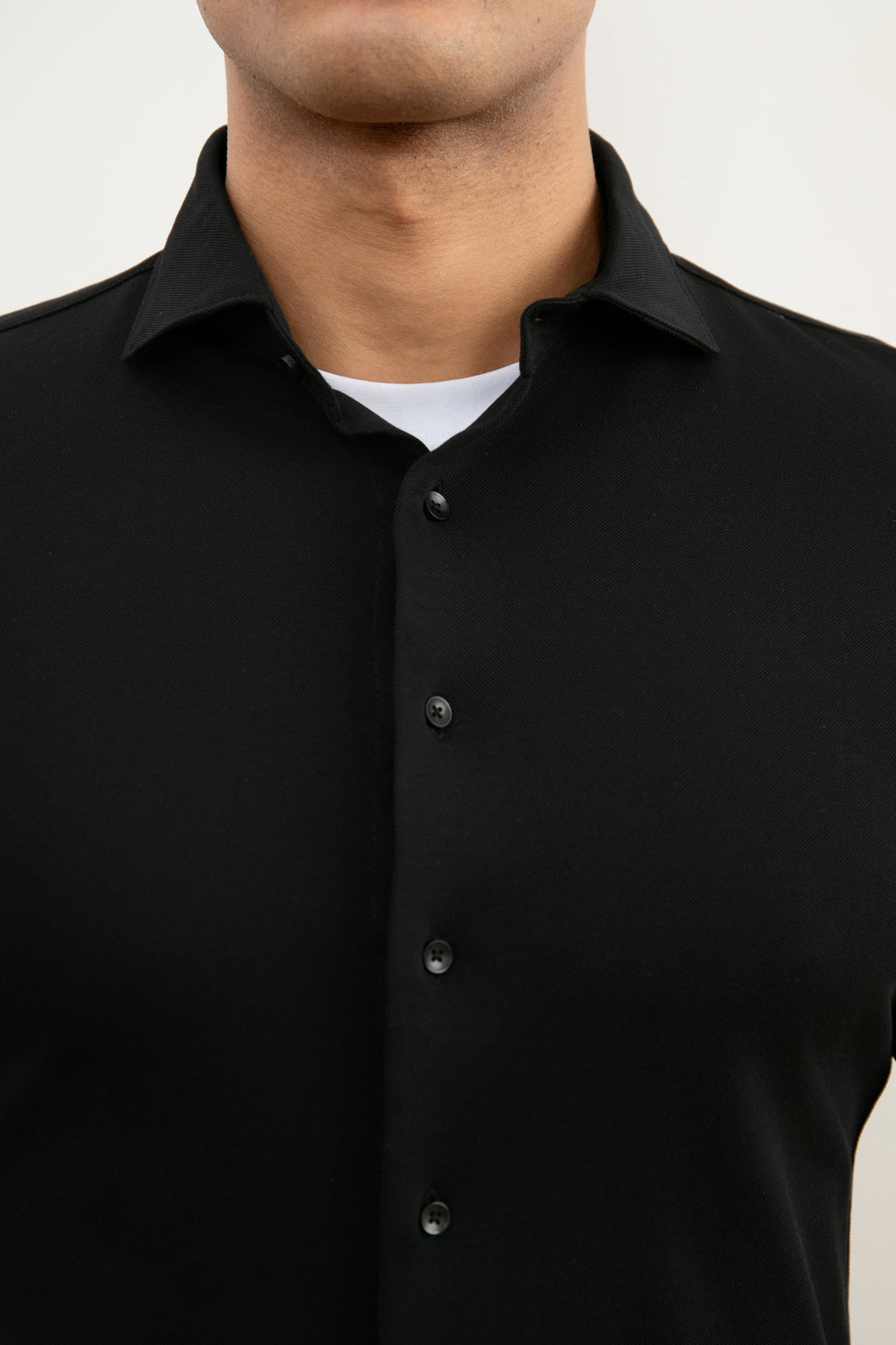 Black Cotton-Piqué Shirt