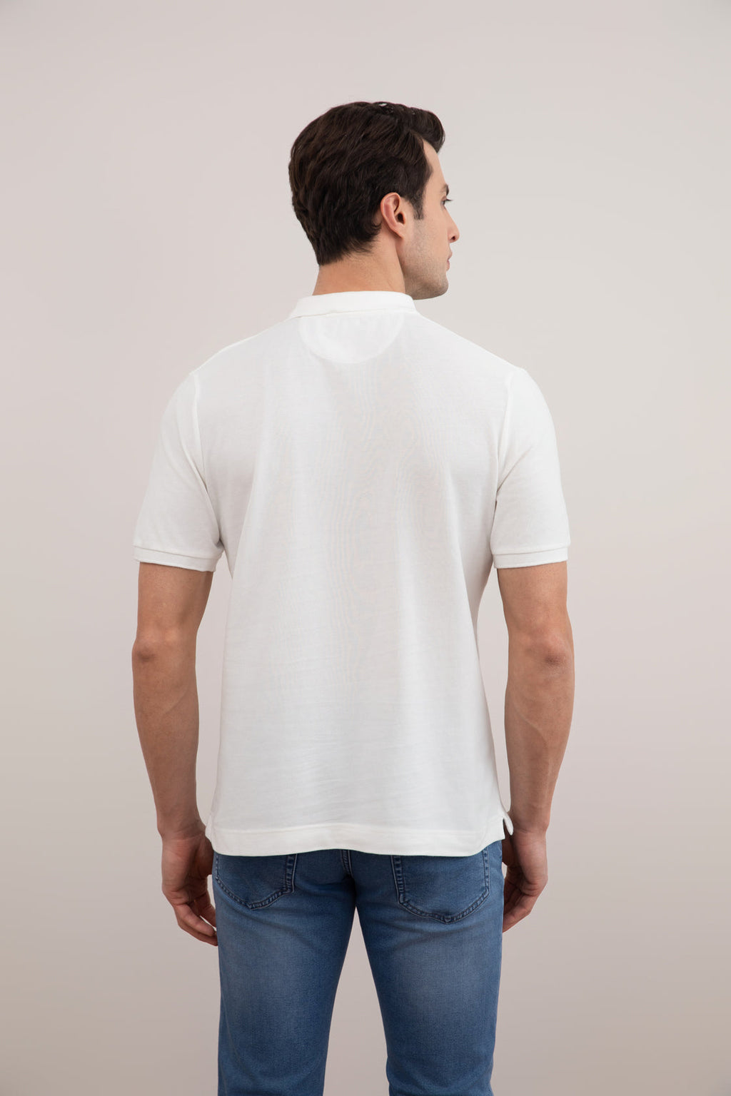 White Cotton-Piqué Polo Shirt