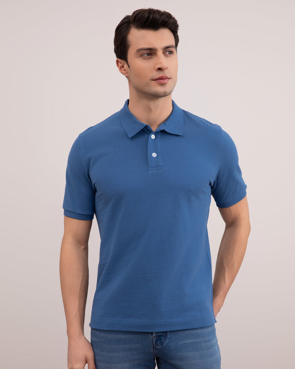 Blue Cotton-Piqué Polo Shirt