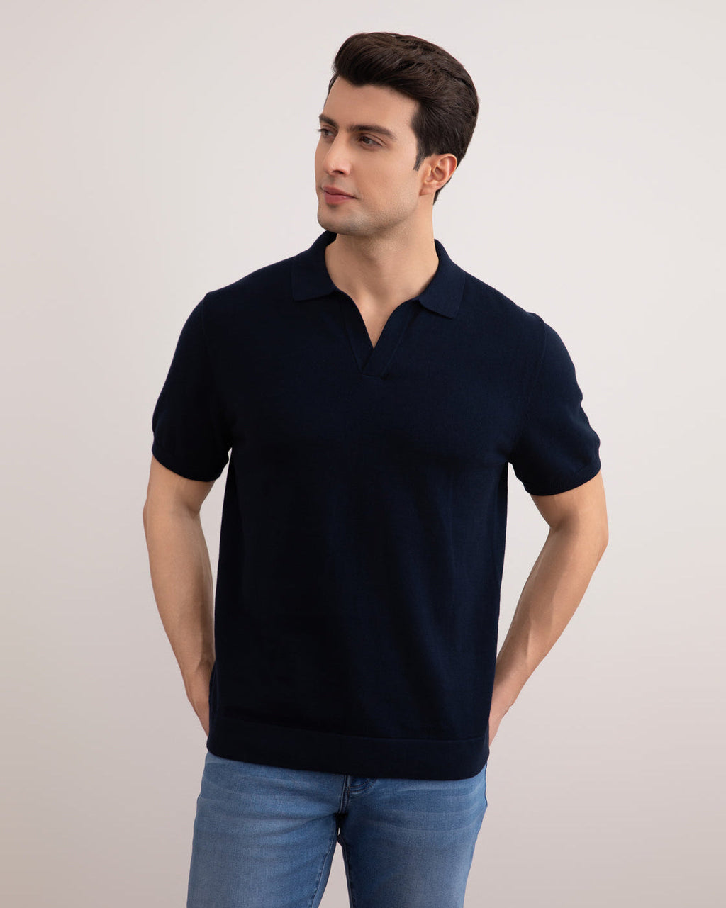 Navy Open Polo T-shirt