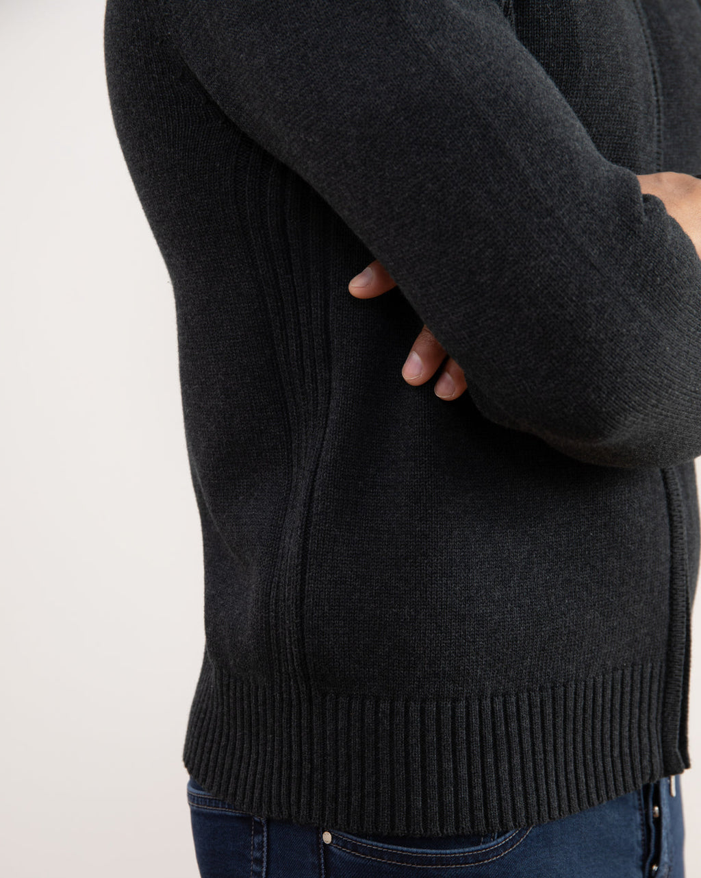 Charchoal Ribbed Zip-Up Sweater