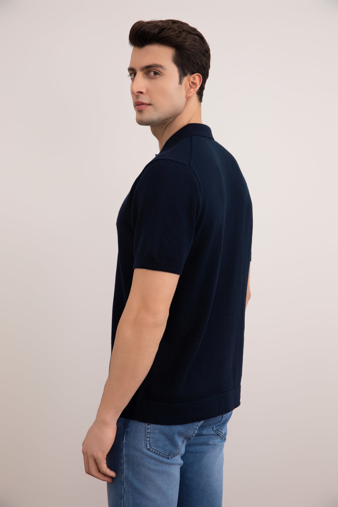 Navy Open Polo T-shirt