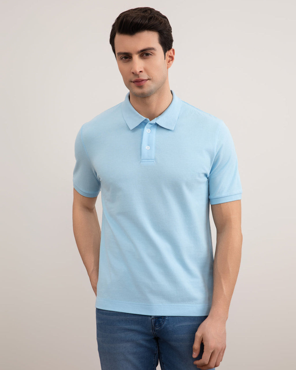 Ocean Blue Cotton-Piqué Polo Shirt