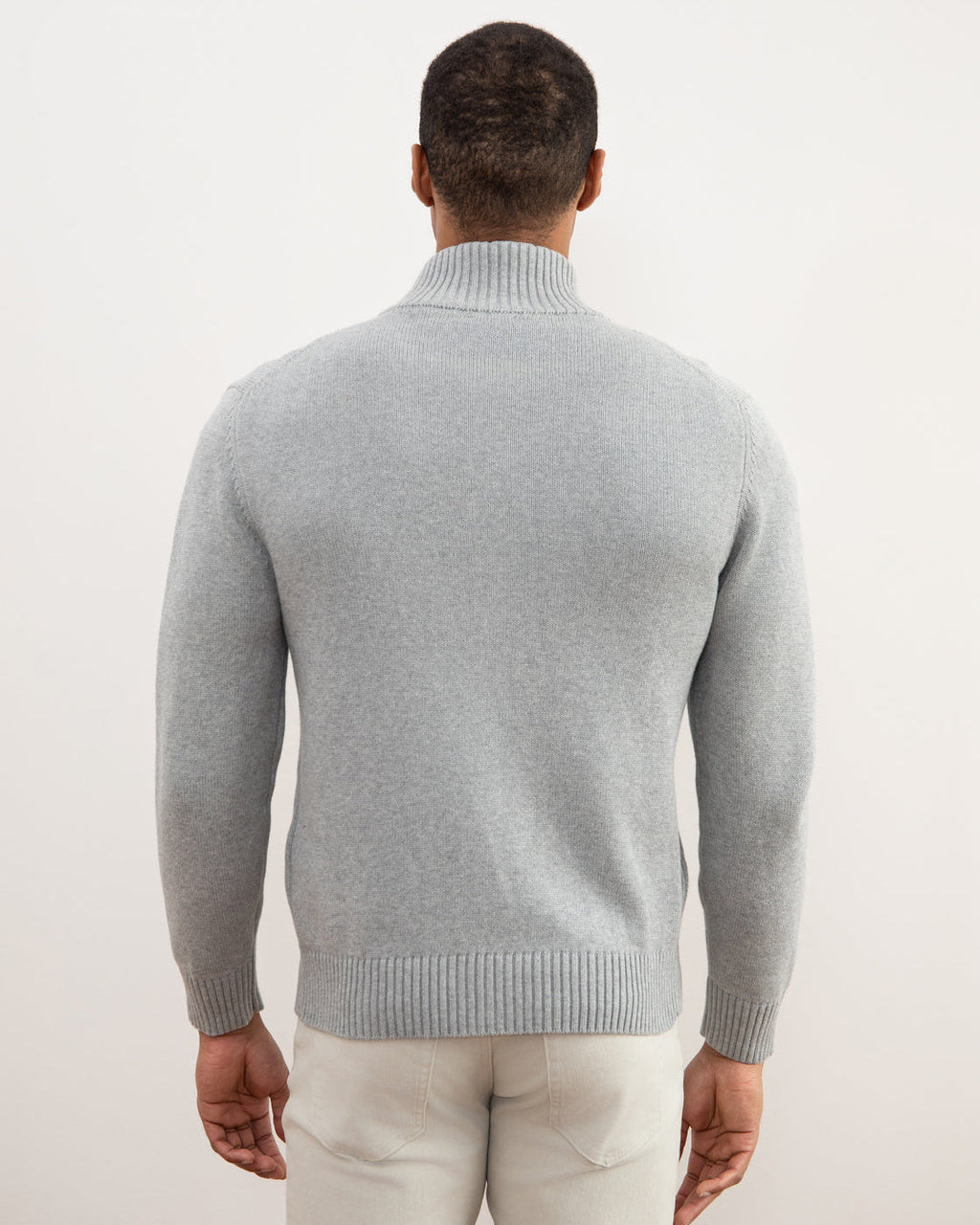 Grey Mélange Ribbed Zip-Up Sweater