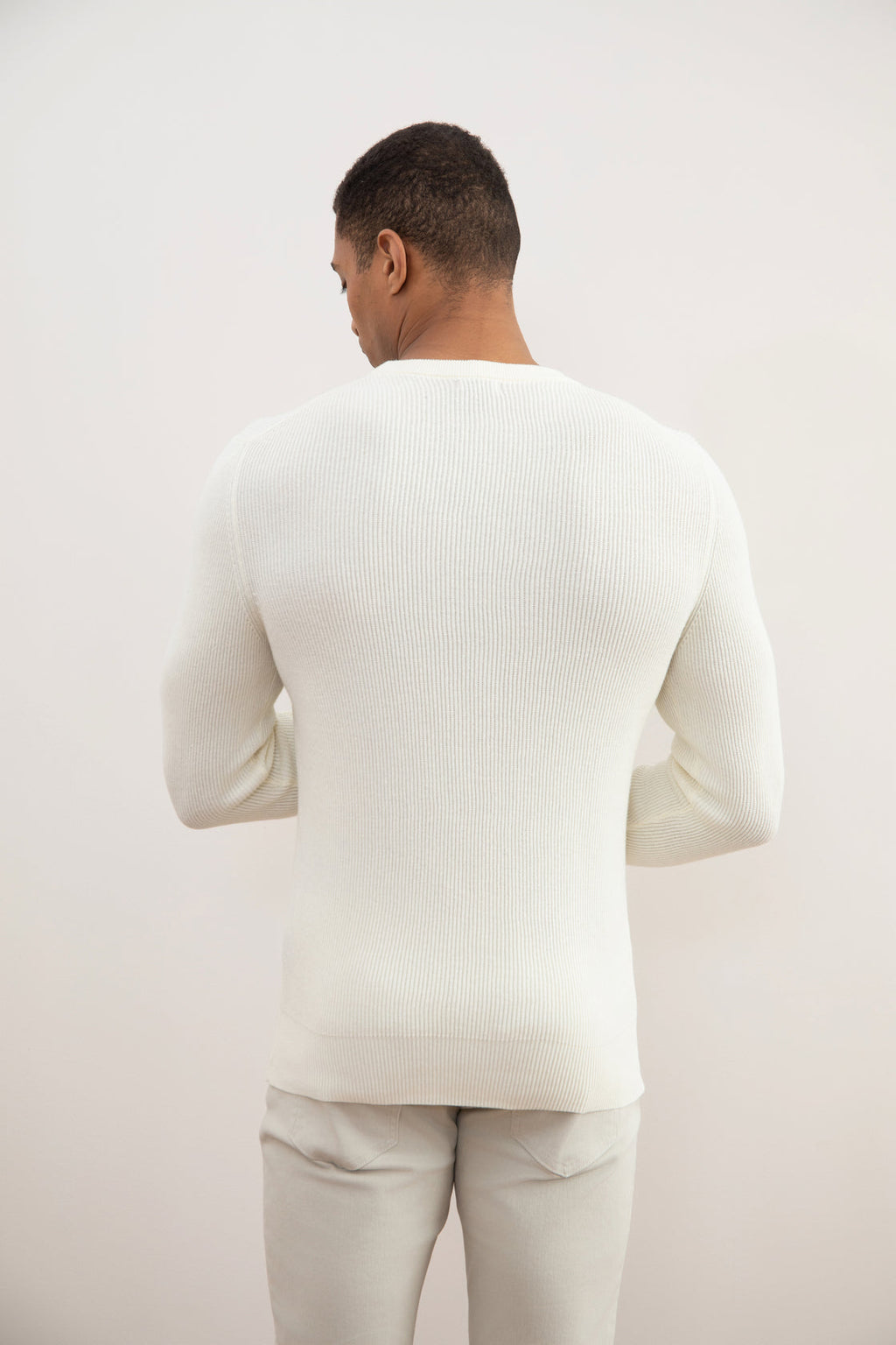 Off-White Crewneck Malfilé English Rib Sweater