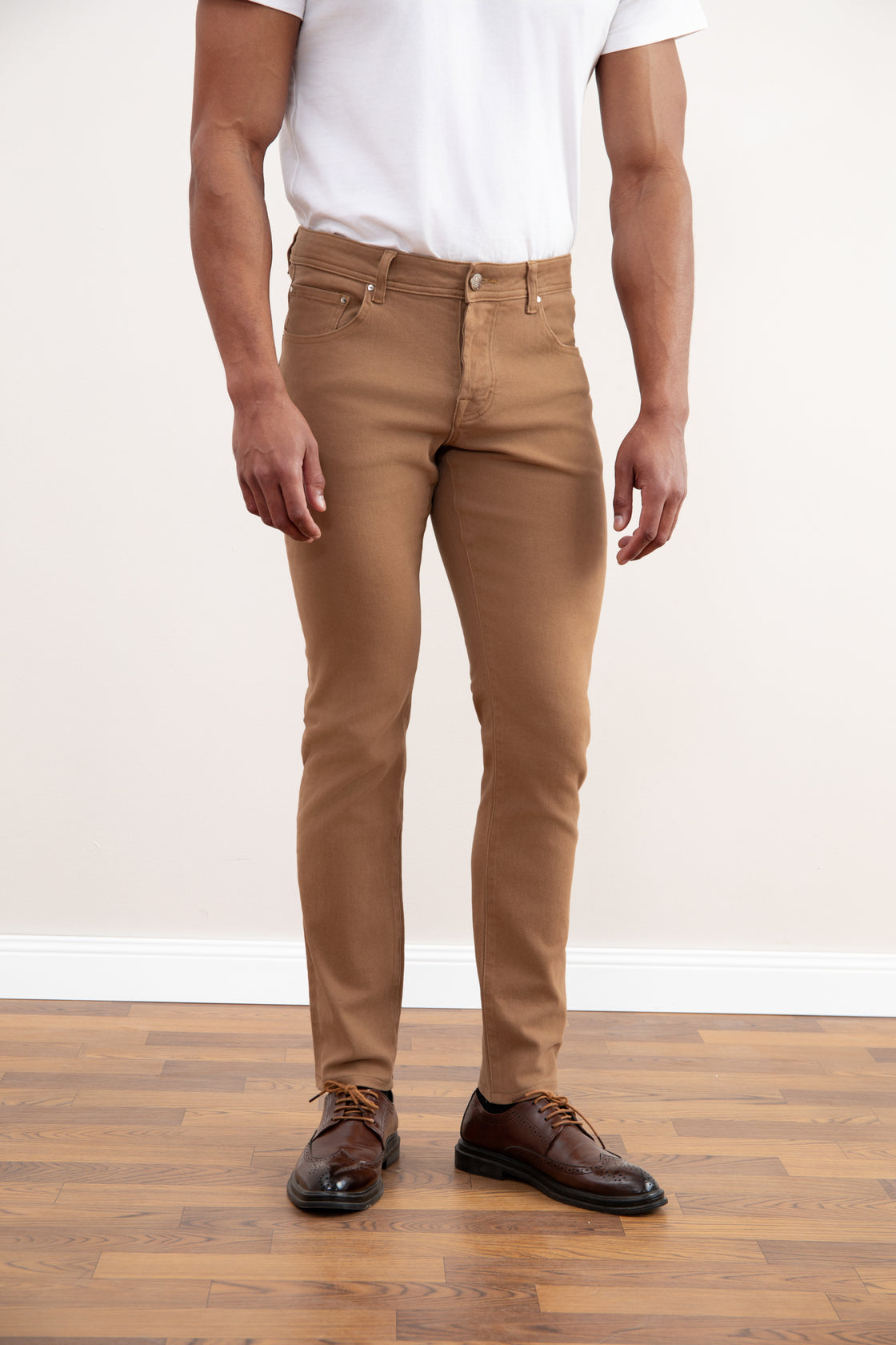 Light Taupe Stretch Five-pockets Jeans