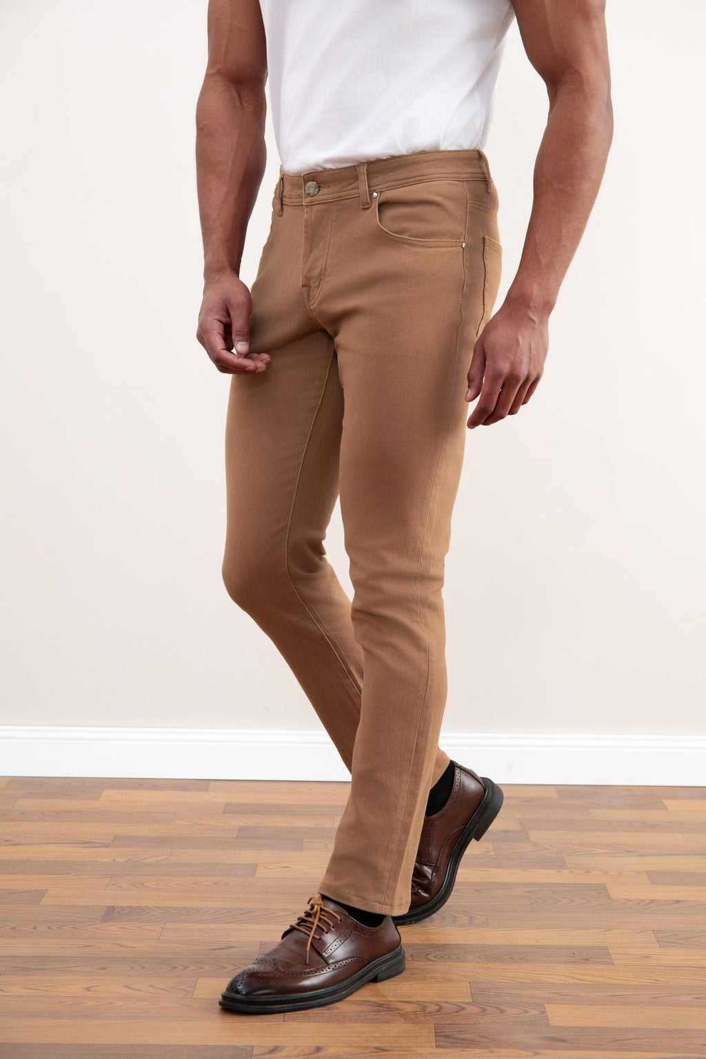 Light Taupe Stretch Five-pockets Jeans