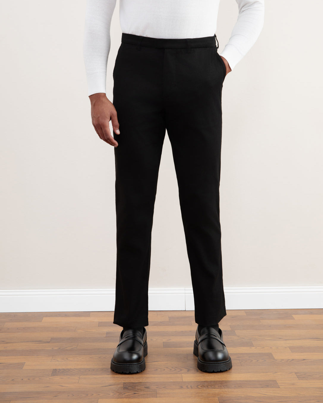 Black Straight-Fit Winter Pants