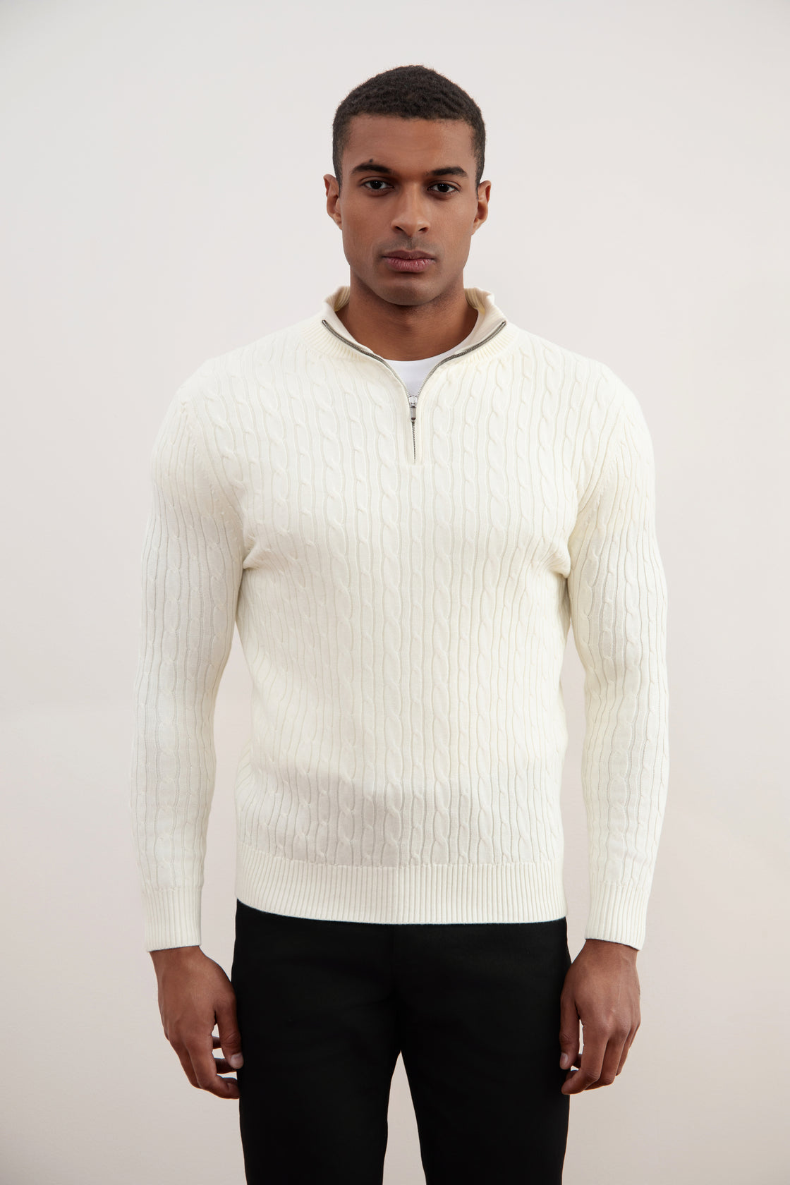 Off-White Cable Knit half-zip Sweater