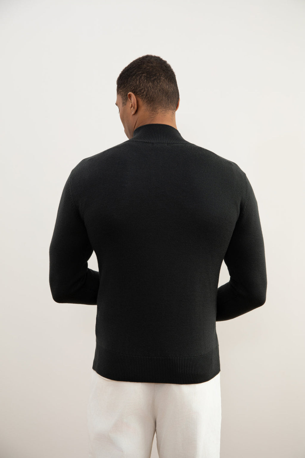 Dark Grey Merino Wool Half-Zip Sweater