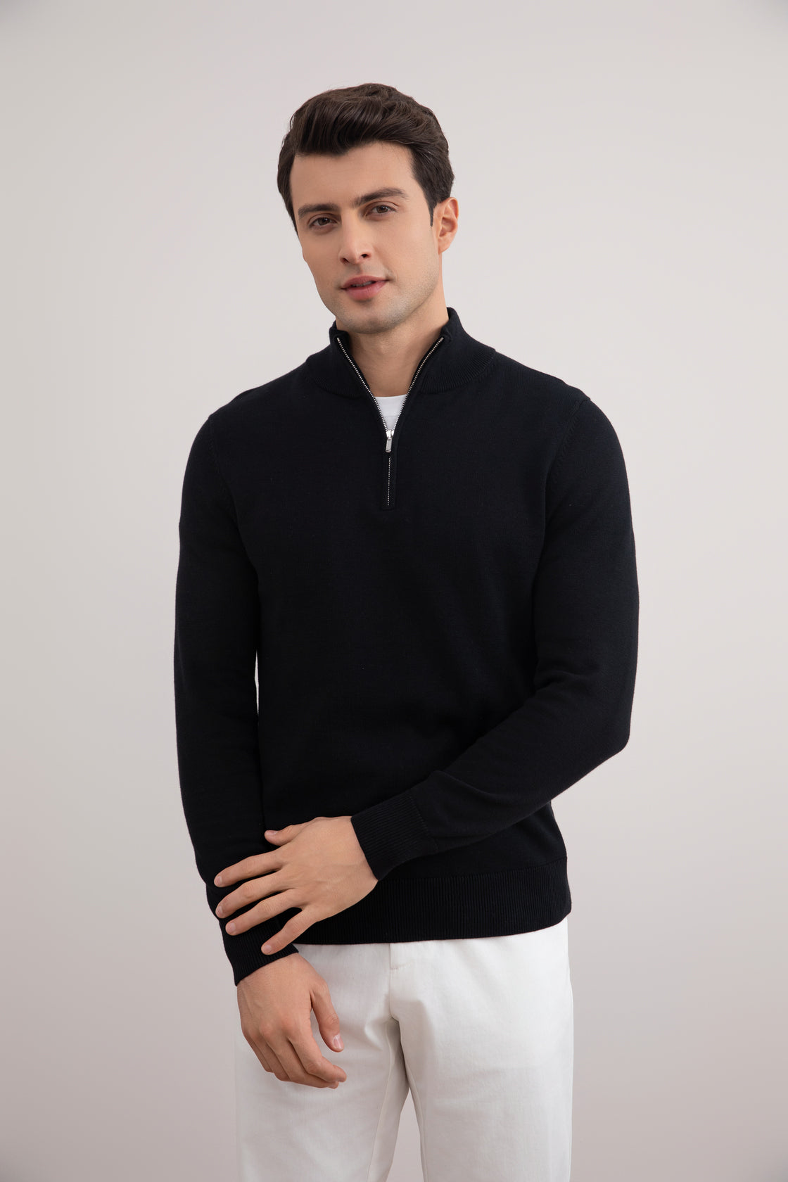 Black Half-Zip Sweater