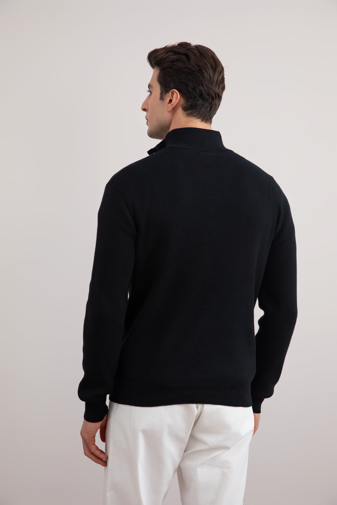 Black Half-Zip Mock Neck Sweater