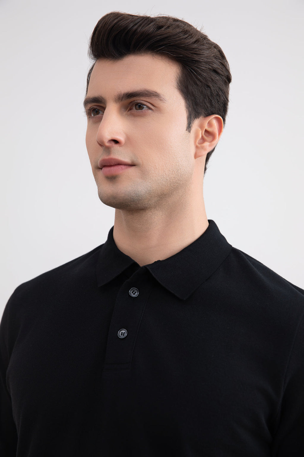 Black Cotton-Piqué Polo Shirt