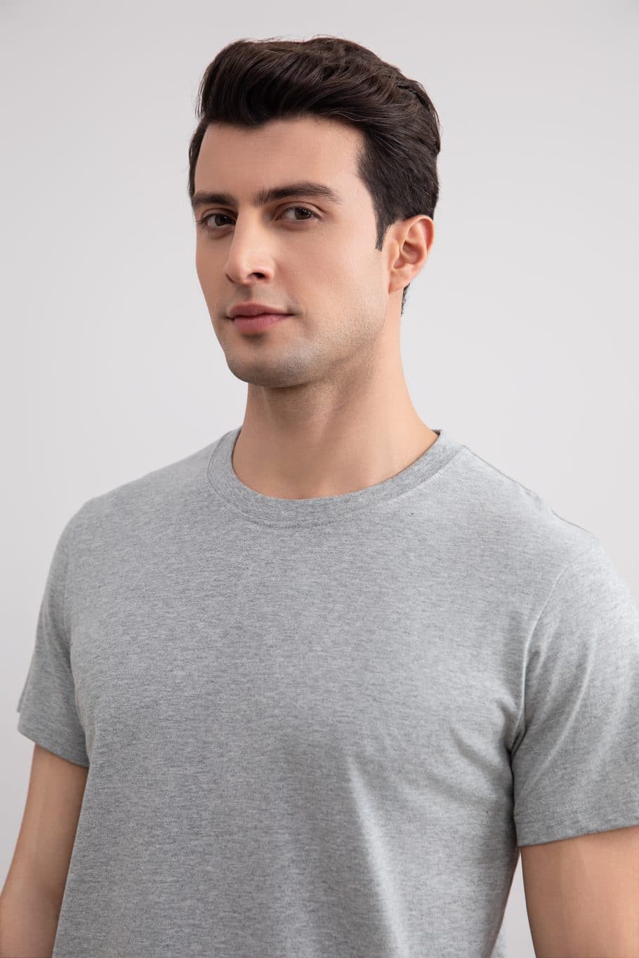Grey Mélange Slim fit Crew-neck T-shirt