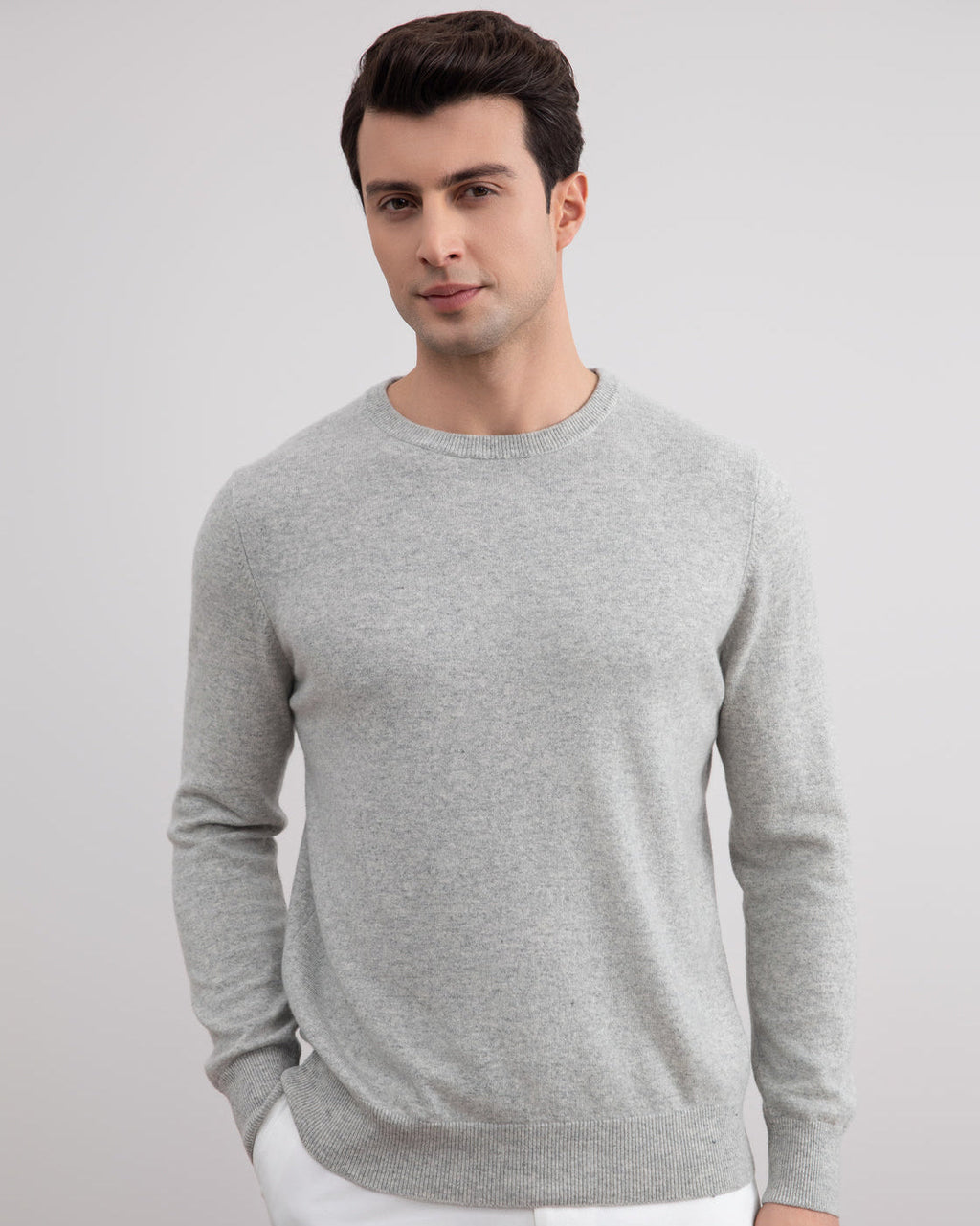 Grey Mélange Lightweight Crewneck Sweater