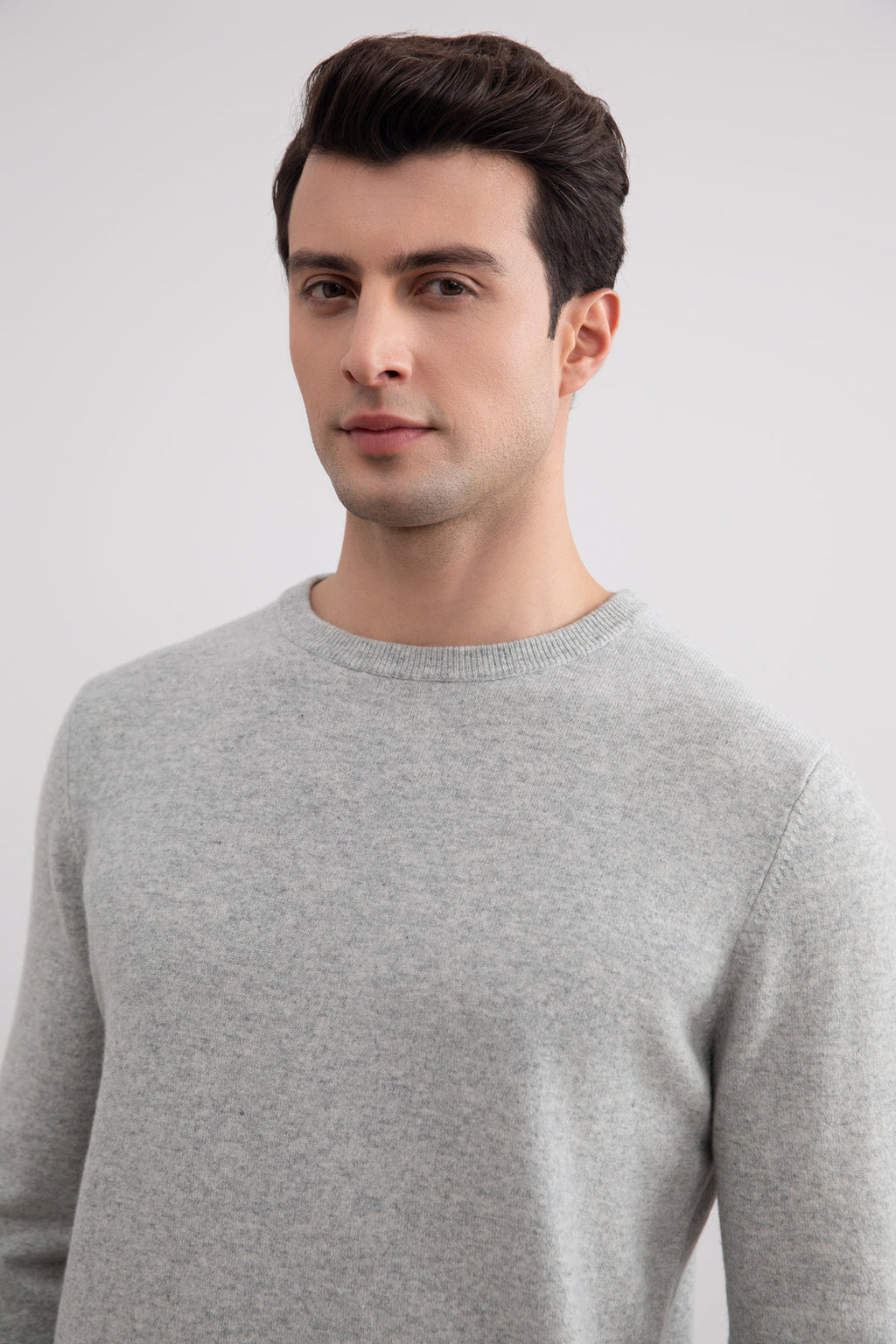 Grey Mélange Lightweight Crewneck Sweater
