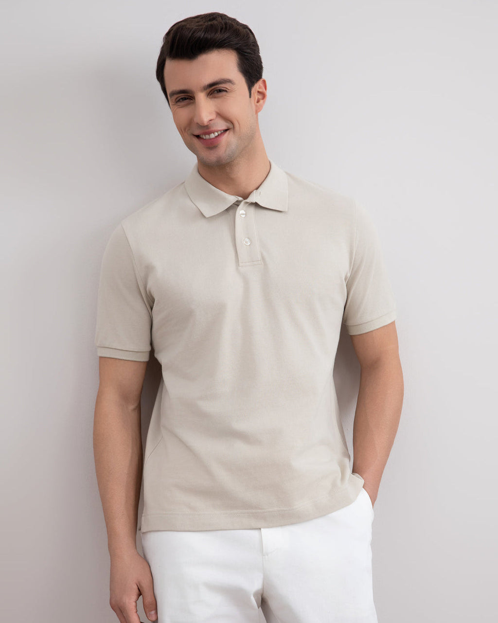 Beige Cotton-Piqué Polo Shirt