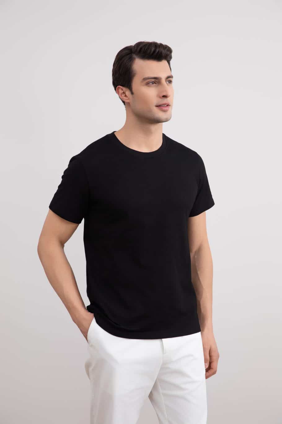Black Slim fit Crew-neck T-shirt