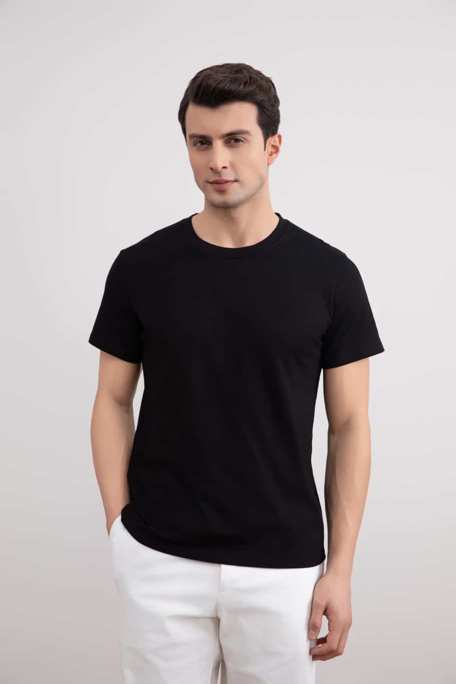 Black Slim fit Crew-neck T-shirt