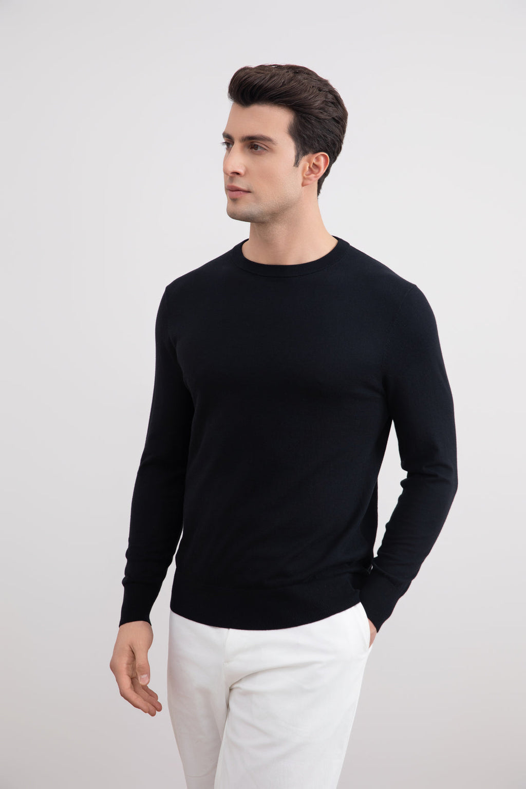 Black Lightweight Crewneck Sweater