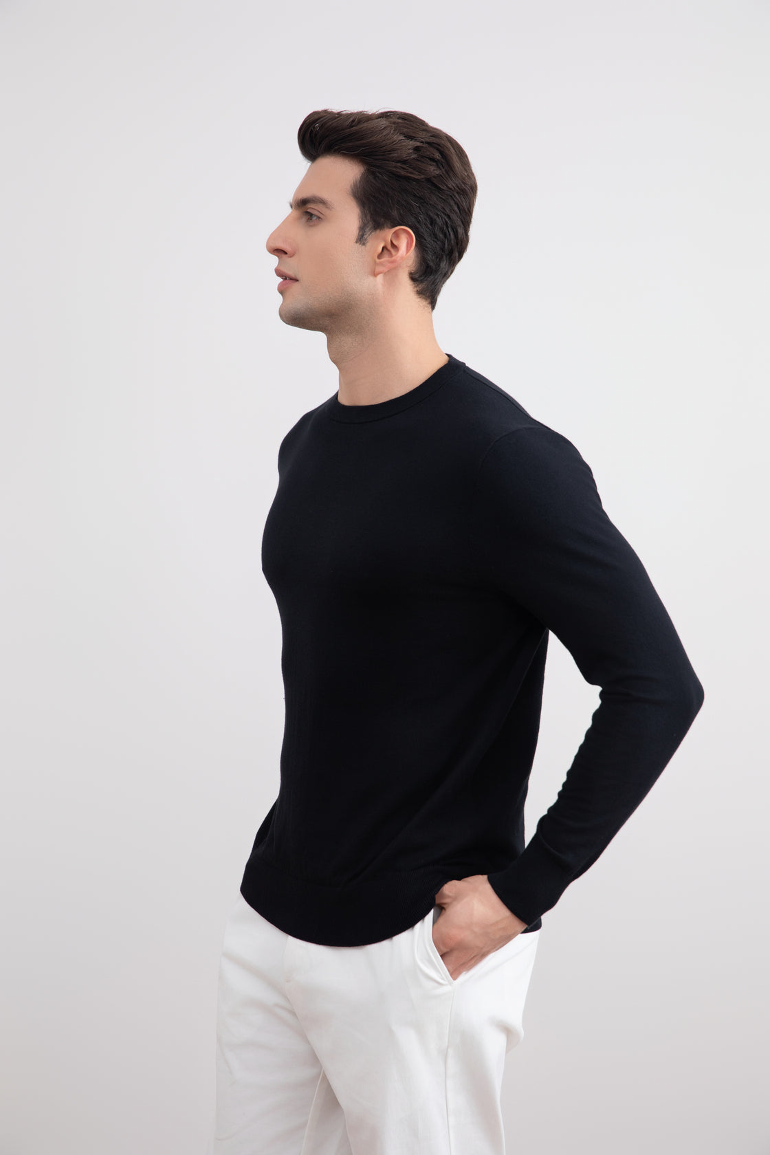 Black Lightweight Crewneck Sweater