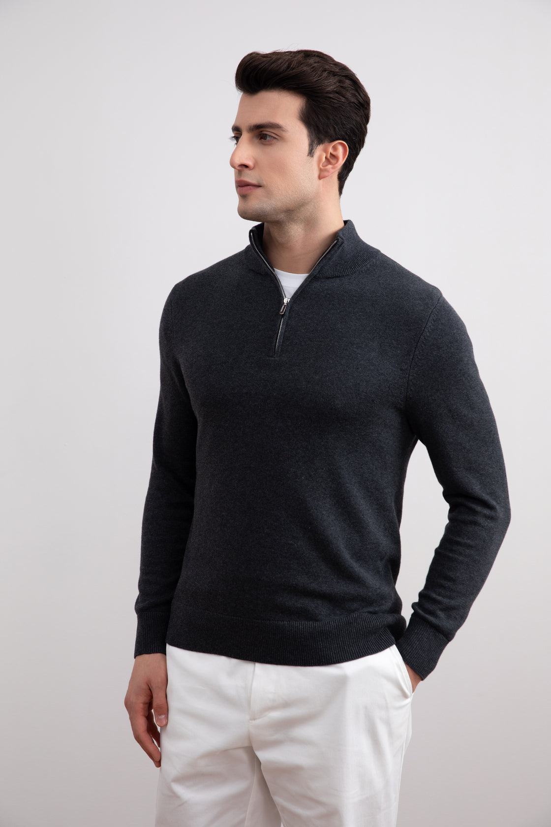 Charcoal Half-Zip Sweater