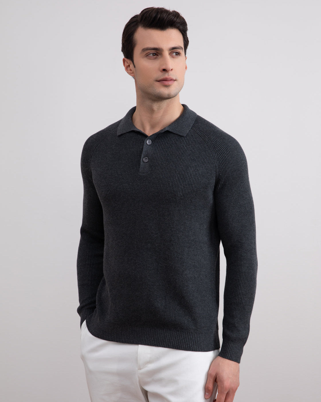 Charcoal English Rib Polo Shirt