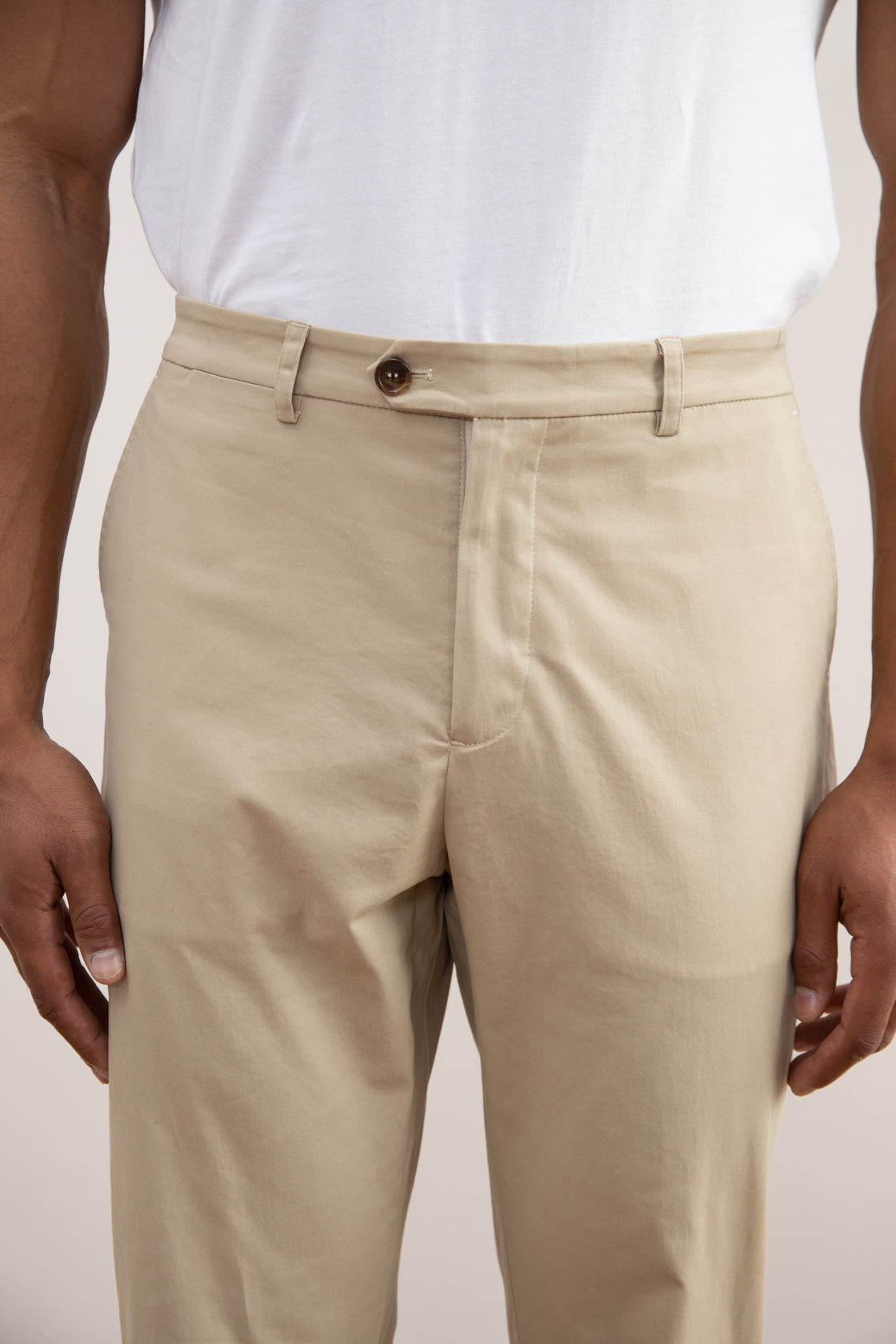 Beige Straight-Fit Chino