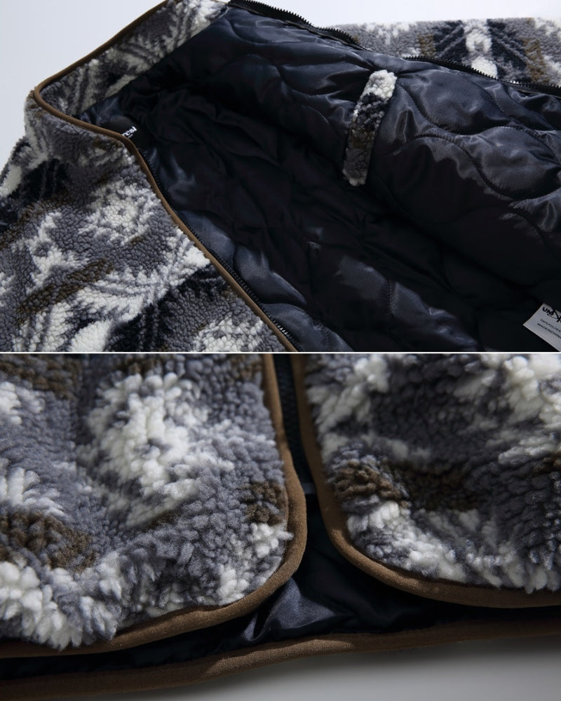 Nordic Pattern Fleece Zip Jacket