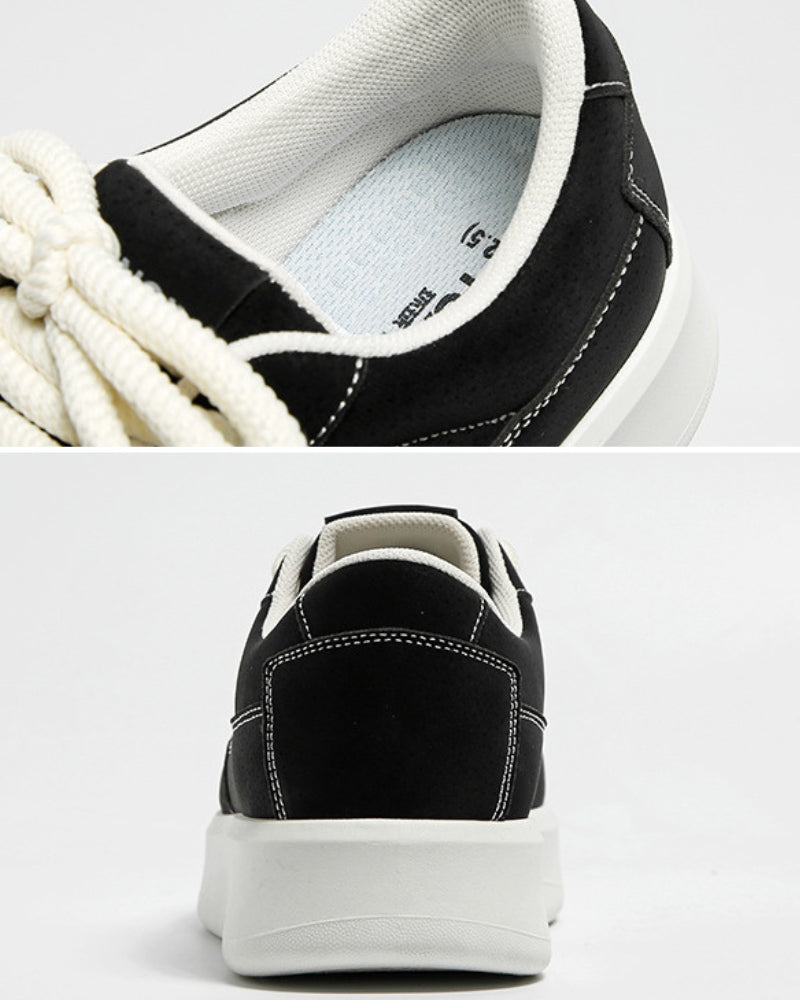 Black Big Sole Suede Low Sneakers