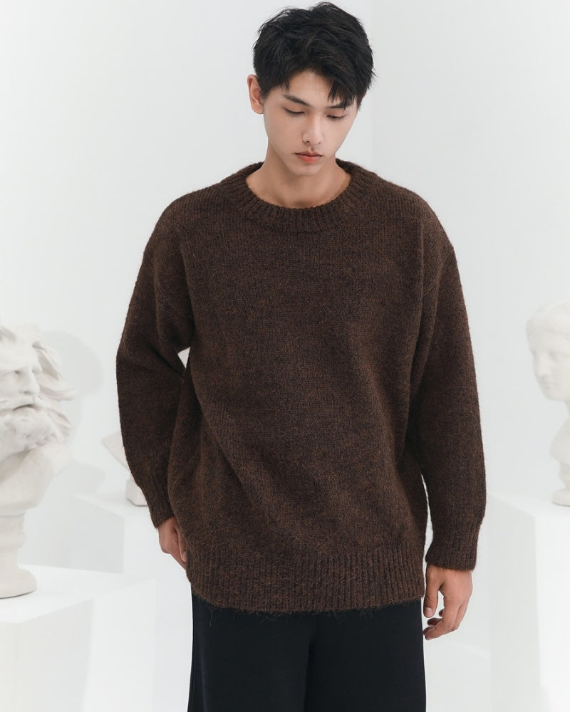 Relaxed Fit Blend Crewneck Knitted Sweater