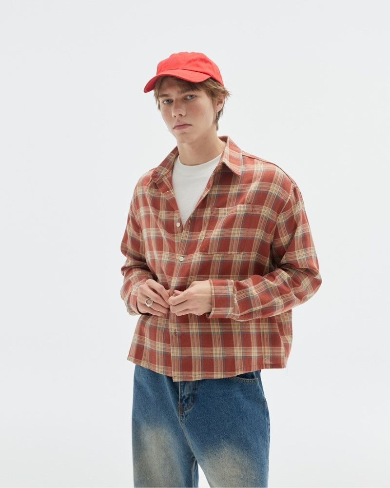 Relaxed Fit Plaid 2Tone Shirt