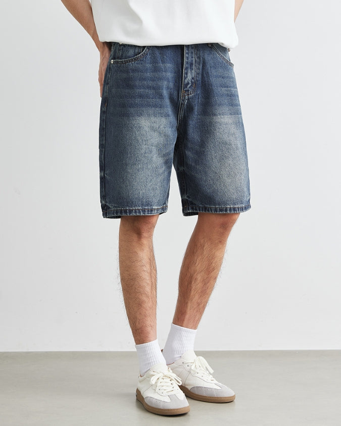 Navy Wash Denim Shorts