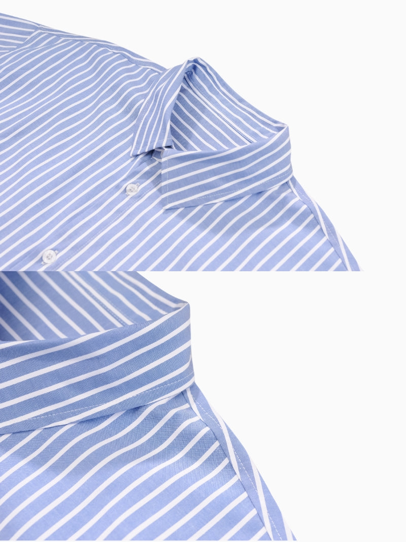 Striped Linen Loose Blouse With Short Sleeves