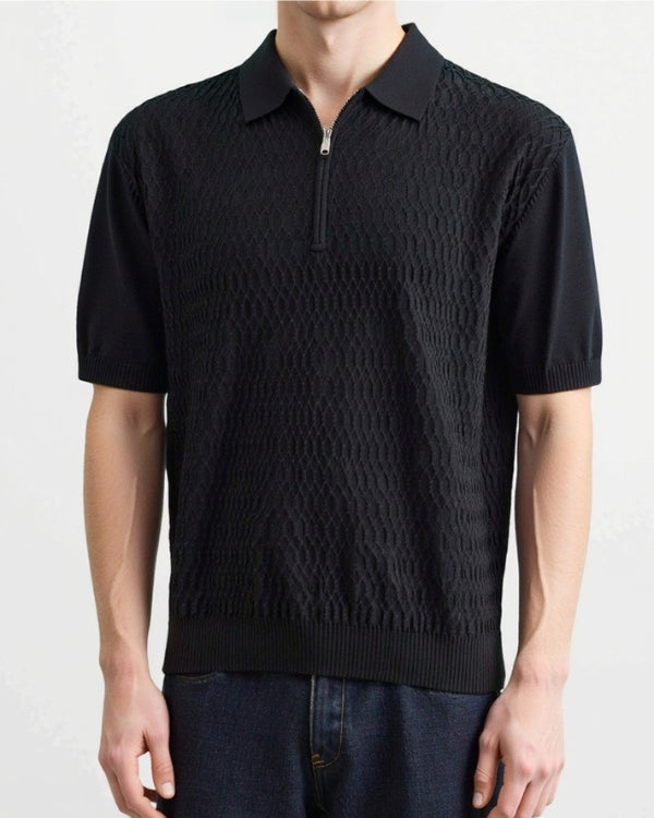 Textured Zip Polo Knit