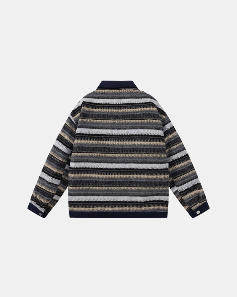 Striped Patchwork Button Jacket