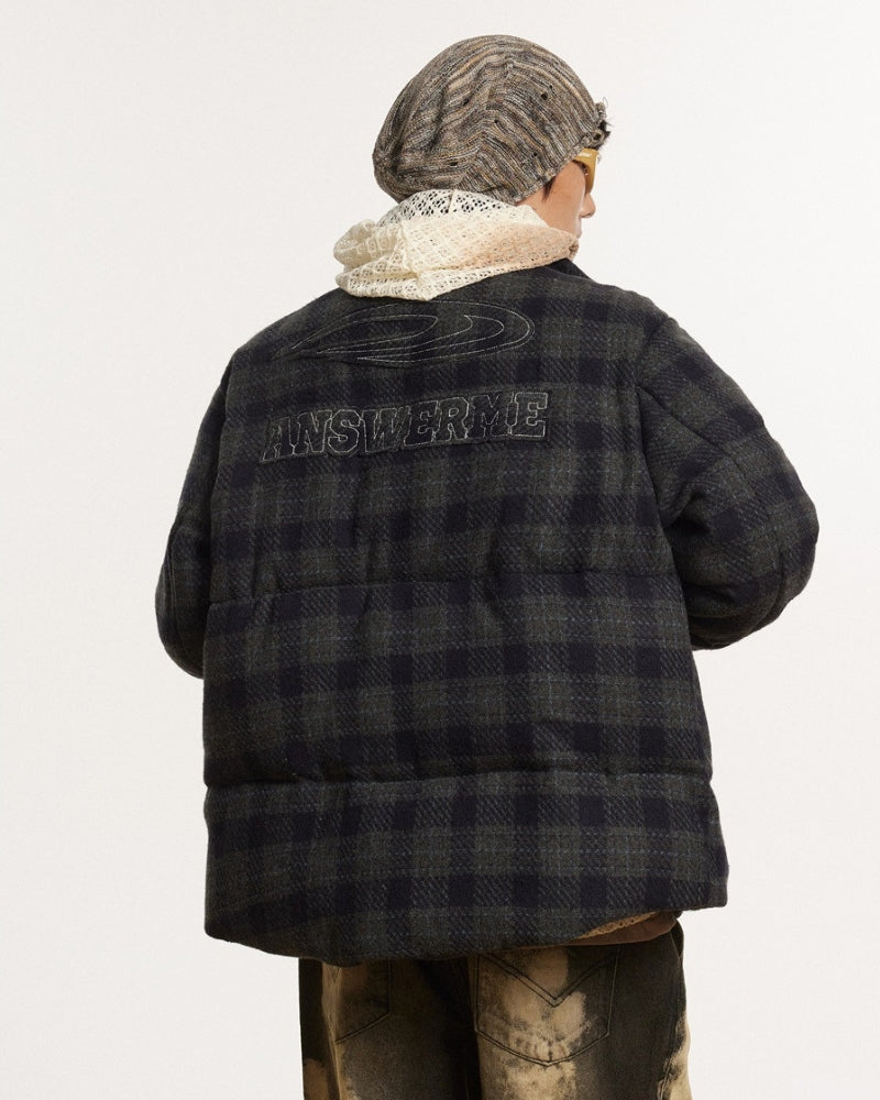 Quilted ANSWER ME Embroided Check Jacket