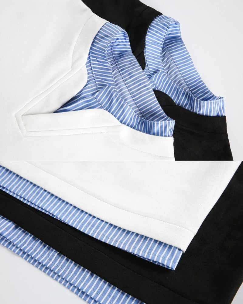 Layered Collar Short-Sleeve T-Shirt