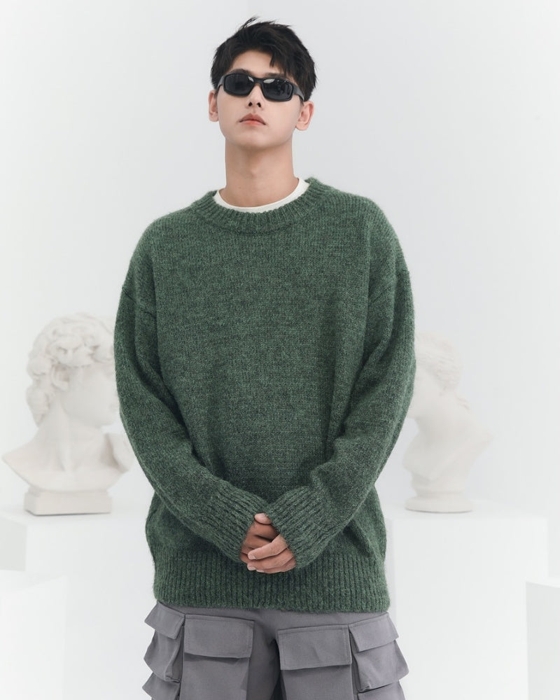 Relaxed Fit Blend Crewneck Knitted Sweater