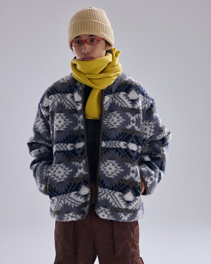 Nordic Pattern Fleece Zip Jacket